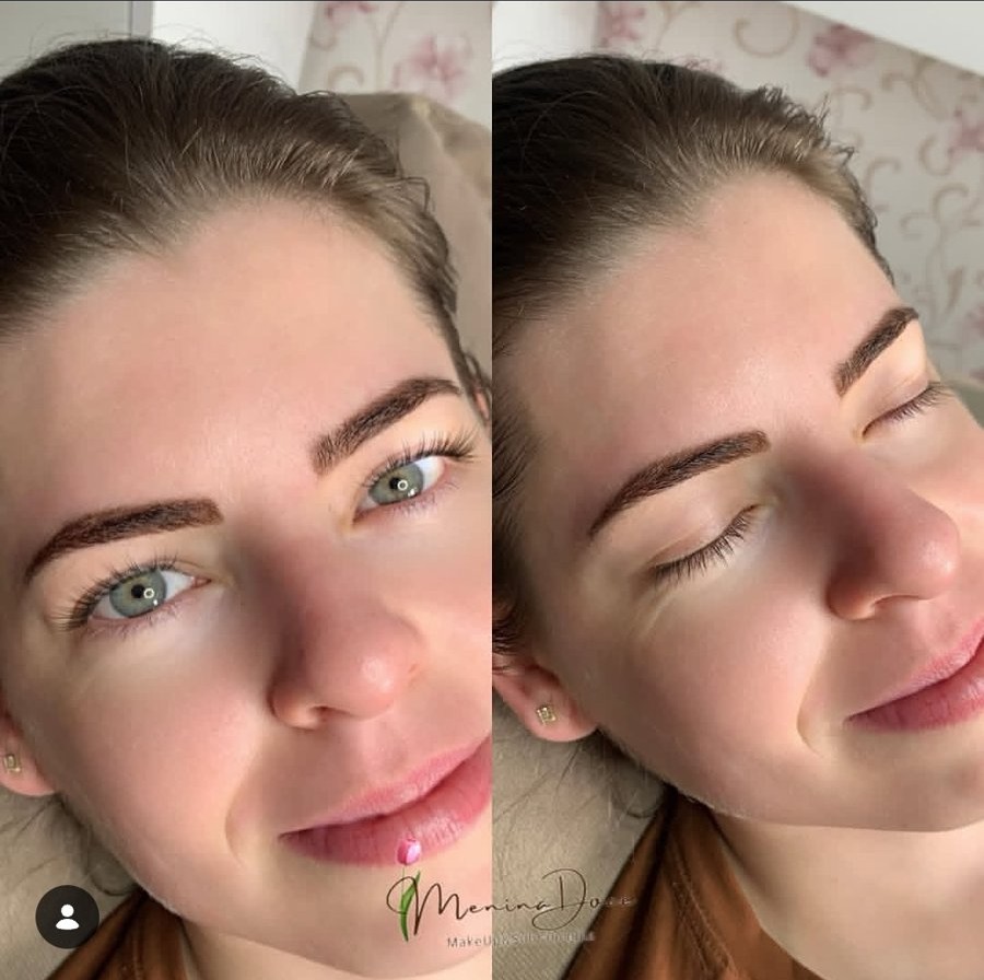Antes e depois de design de sobrancelhas
